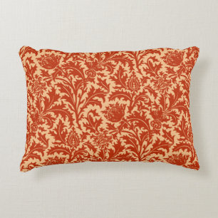 William Morris Thistle Damask, Mandarin Oranje Accent Kussen
