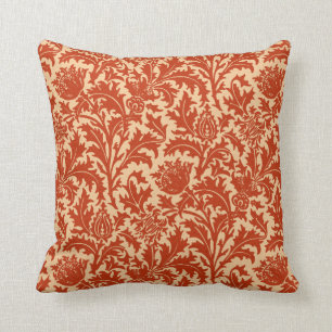 William Morris Thistle Damask, Mandarin Oranje Kussen