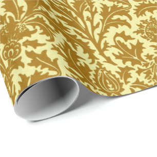 William Morris Thistle Damask, Mustard Gold Cadeaupapier