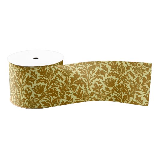 William Morris Thistle Damask, Mustard Gold Grosgrain Lint (Spoel)