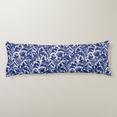William Morris Thistle Damask Navy Blue on White Lichaamskussen (Achterkant)