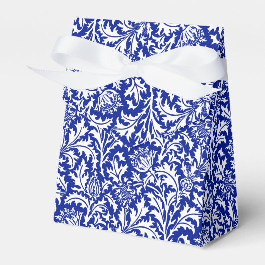 William Morris Thistle Damask White op Cobalt Blue Bedankdoosjes (Voorkant Zijde)