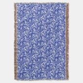 William Morris Thistle Damask White op Cobalt Blue Deken (Voorkant Verticaal)
