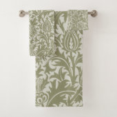 William Morris Thistle Sage Green Pattern Bad Handdoek (Insitu)