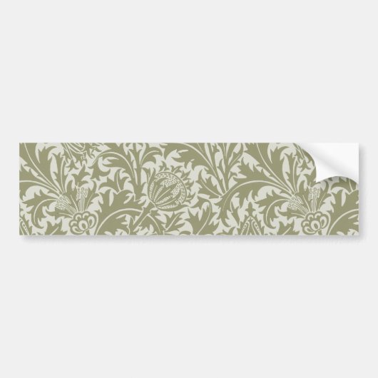 William Morris Thistle Sage Green Pattern Bumpersticker (Voorkant)
