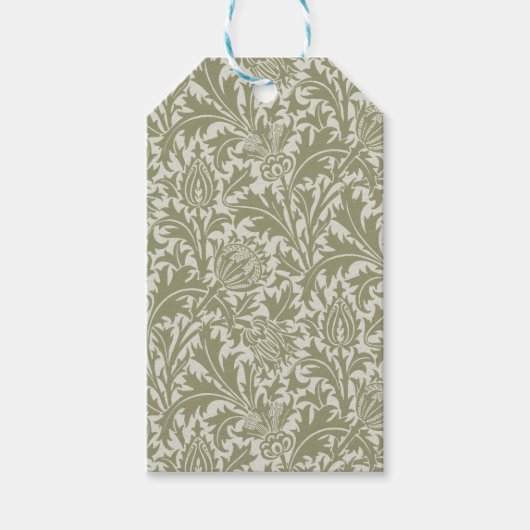 William Morris Thistle Sage Green Pattern Cadeaulabel (Voorkant)