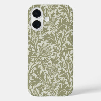William Morris Thistle Sage Green Pattern iPhone 16 Hoesje