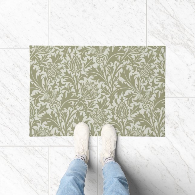 William Morris Thistle Sage Green Pattern Deurmat (Binnen)