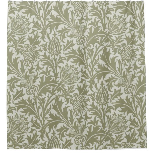 William Morris Thistle Sage Green Pattern Douchegordijn (Voorkant)