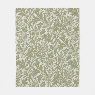 William Morris Thistle Sage Green Pattern Fleece Deken