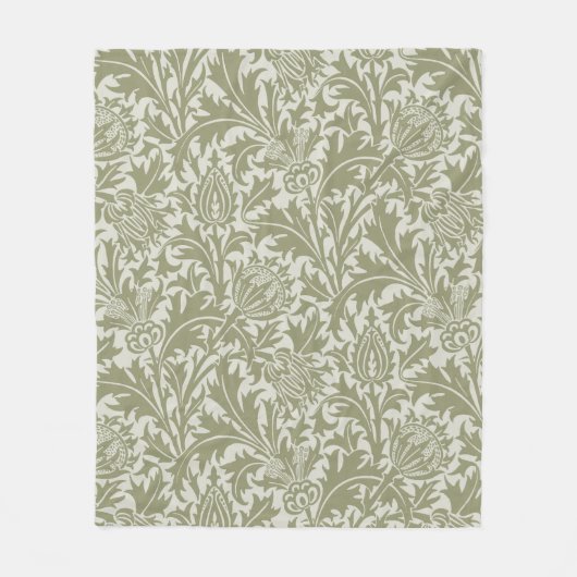 William Morris Thistle Sage Green Pattern Fleece Deken (Voorkant)