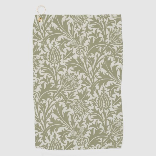 William Morris Thistle Sage Green Pattern Golfhanddoek (Voorkant)