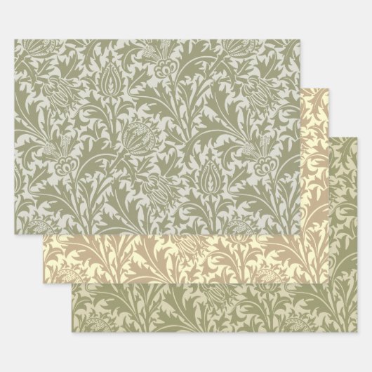 William Morris Thistle Sage Green Pattern Inpakpapier Vel (Set)