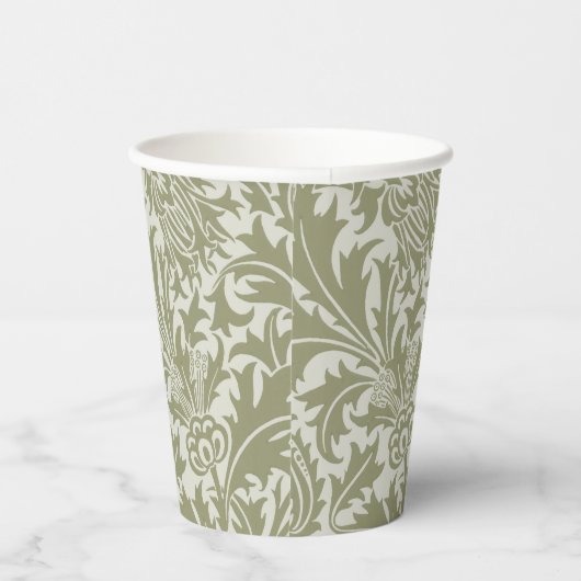 William Morris Thistle Sage Green Pattern Papieren Bekers (Rechts)