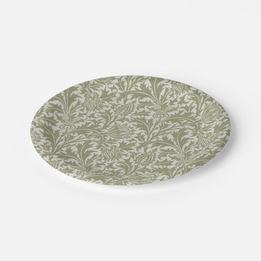 William Morris Thistle Sage Green Pattern Papieren Bordje (Gekanteld)