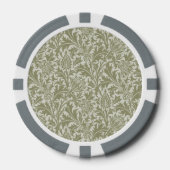 William Morris Thistle Sage Green Pattern Poker Chips (Voorkant)
