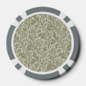 William Morris Thistle Sage Green Pattern Poker Chips (Achterkant)