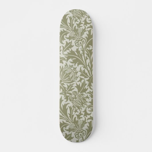 William Morris Thistle Sage Green Pattern Skateboard (Voorkant)
