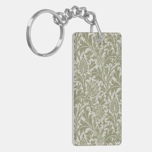 William Morris Thistle Sage Green Pattern Sleutelhanger (Voorkant Links)