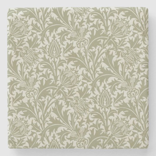 William Morris Thistle Sage Green Pattern Stenen Onderzetter (Voorkant)