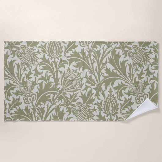 William Morris Thistle Sage Green Pattern Strandlaken (Voorkant)