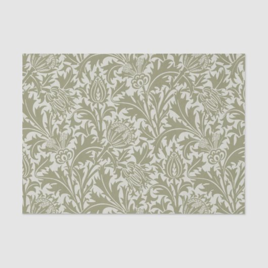 William Morris Thistle Sage Green Pattern Tissuepapier (Voorkant)