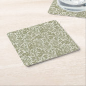 William Morris Thistle Sage Green Pattern Vierkante Kartonnen Onderzetter (Schuin)
