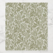 William Morris Thistle Sage Green Pattern Wijn Etiket (Enkel label)