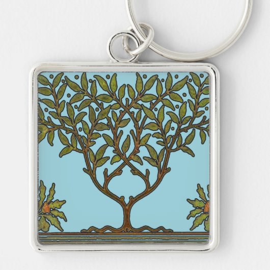 William Morris Tree Frieze Bloemenbehang Sleutelhanger (Voorkant)