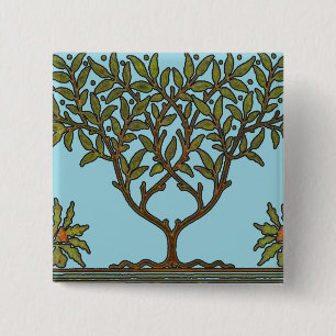 William Morris Tree Frieze Floral Wallpaper Vierkante Button 5,1 Cm