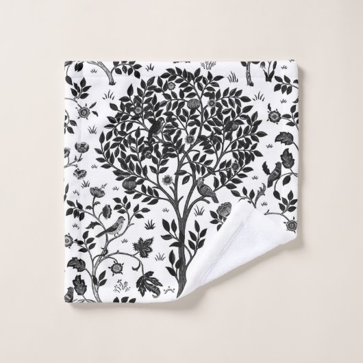 William Morris Tree of Life, Black & White Bad Handdoek (Wasdoekje)