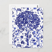 William Morris Tree of Life, Cobalt Blue en White Briefkaart (Voorkant / Achterkant)