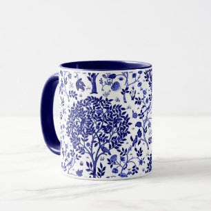 William Morris Tree of Life, Cobalt Blue en White Mok