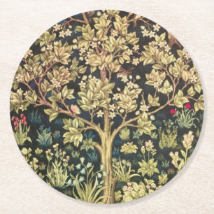 William Morris Tree of Life Floral  Art Ronde Kartonnen Onderzetter