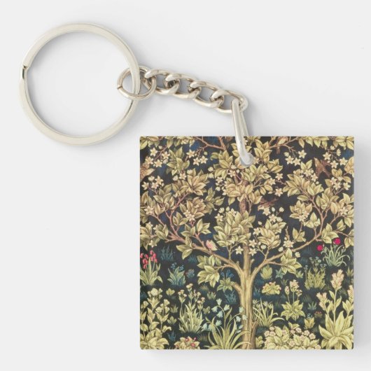 William Morris Tree of Life Floral  Art Sleutelhanger (voorkant)