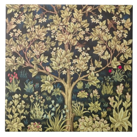 William Morris Tree of Life Floral Art Tegeltje (Voorkant)