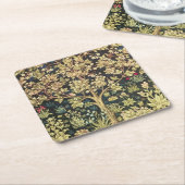 William Morris Tree of Life Floral Art Vierkante Kartonnen Onderzetter (Schuin)