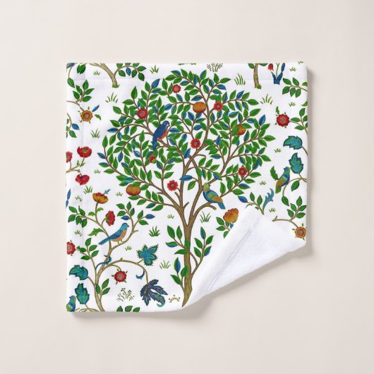 William Morris Tree of Life, Green & Multi Bad Handdoek (Wasdoekje)