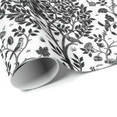 William Morris Tree of Life Pattern, Black & White Cadeaupapier (Rol Hoek)