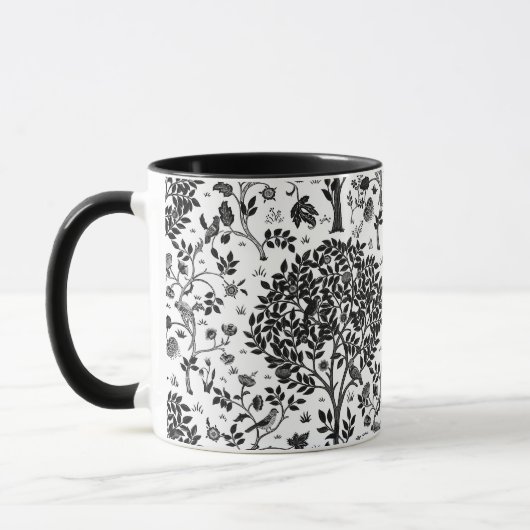 William Morris Tree of Life Pattern, Black & White Mok (Links)