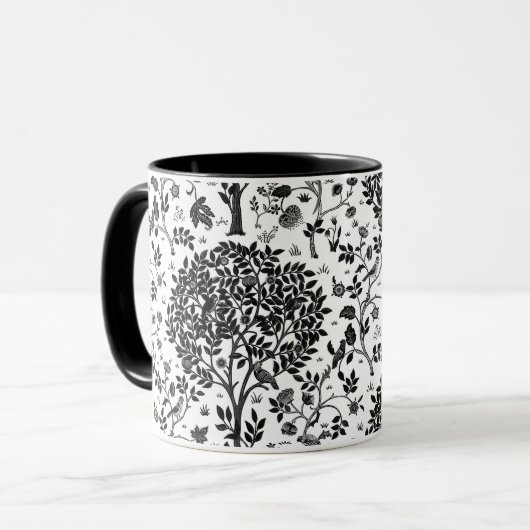 William Morris Tree of Life Pattern, Black & White Mok (Voorkant links)