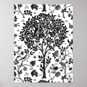 William Morris Tree of Life Pattern, Black & White Poster (Voorkant)