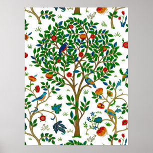 William Morris Tree of Life Pattern, Green & Multi Poster