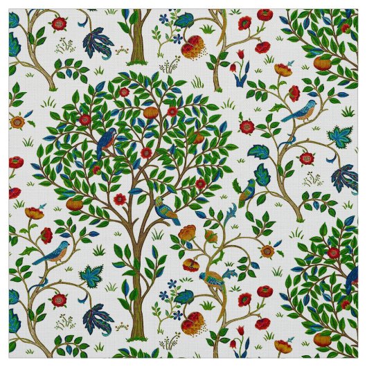 William Morris Tree of Life Pattern, Green & Multi Stof (Swatch)