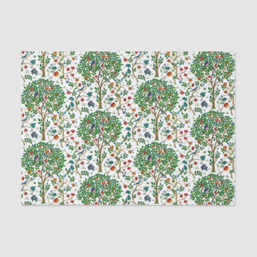 William Morris Tree of Life Pattern, Green & Multi Tissuepapier (Voorkant)