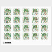 William Morris Tree of Life Pattern, Green & Multi Vierkante Sticker (Vel)