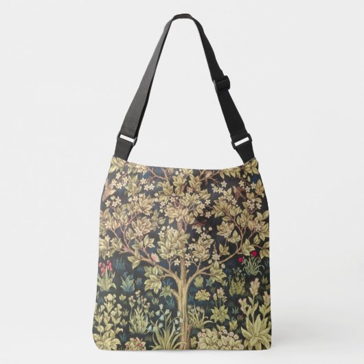 William Morris Tree of Life  pre-Raphaelite Crossbody Tas (Voorkant)