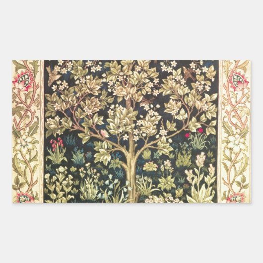 William Morris Tree of Life  pre-Raphaelite Rechthoekige Sticker (Voorkant)
