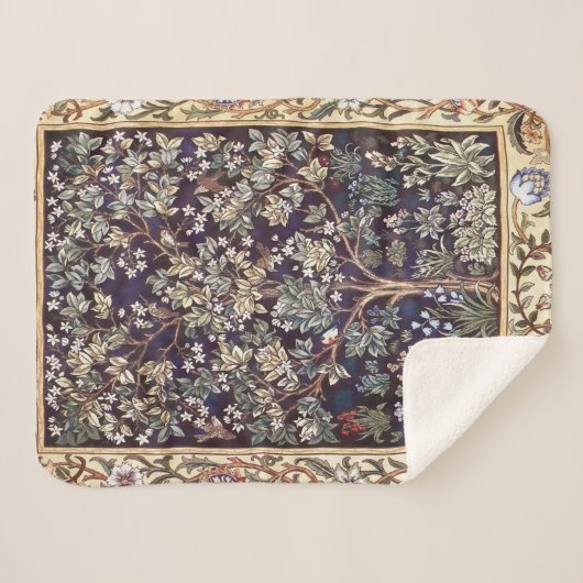 William Morris Tree of Life  pre-Raphaelite Sherpa Deken (Voorkant (horizontaal))