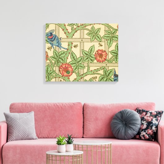 William Morris Trellis Classic Wallpaper Design Canvas Afdruk (Insitu (Woonkamer))